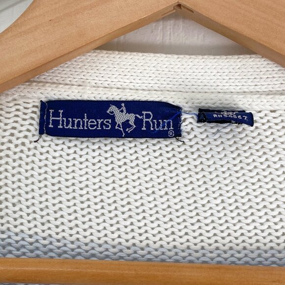 Hunters Run - Blue and White Striped 100% Cotton Knit Cardigan Sweater - Picture 2 of 6